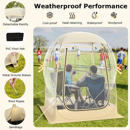 Pop-Up Sports Tent  4.2 ft x 4.2 ft Weather-Resistant Pod for 12 People with Carry Bag & Floor Mat