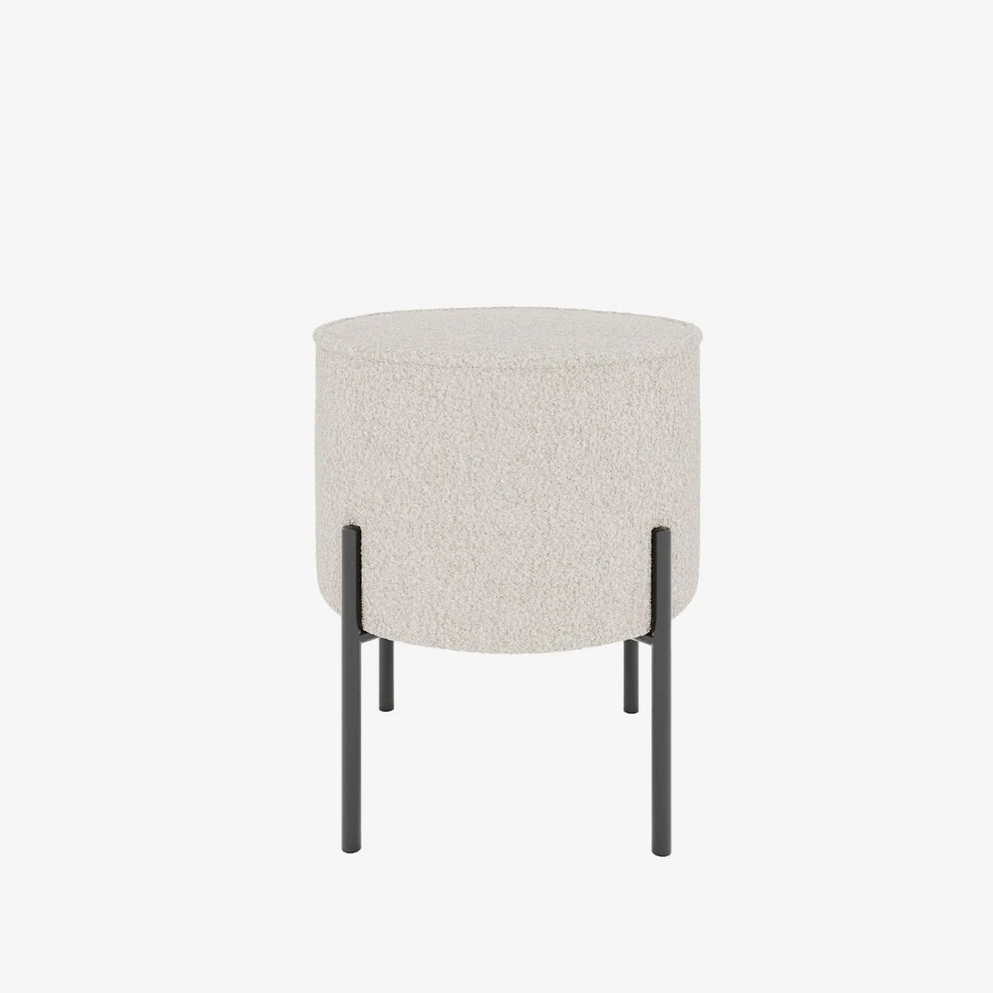 Abel   Pouf rond en tissu bouclette cr me pieds en m tal