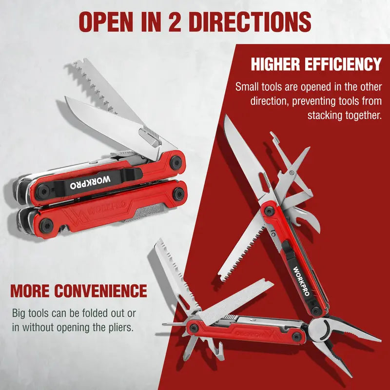 WORKPRO 18-in-1 Multi-Function Plier Tool with Ergonomic Grip
