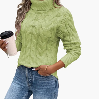 Women’s Traditional Cable-Knit Turtleneck Sweater