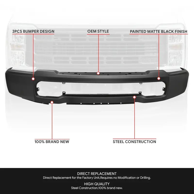 Modular Front Bumper for 20232026 Ford F-250/F-350 Super Duty  Compatible with Adaptive Cruise Control
