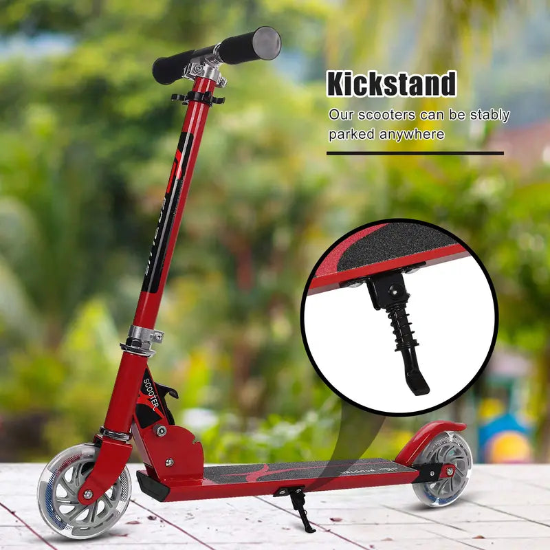 Kids’ Folding Kick Scooter  Aluminum Frame with Dual Flashing LED Wheels