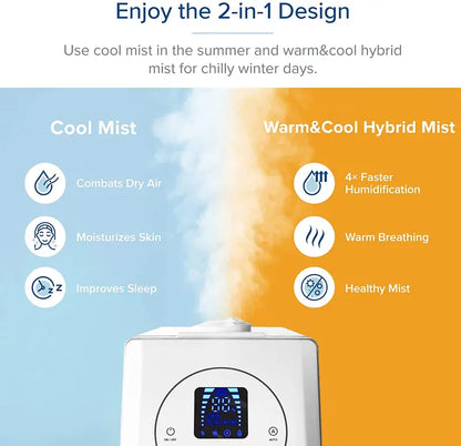 LEVOIT 6L Smart Humidifier  Warm & Cool Mist for Large Bedrooms, Plants & Families with Auto Humidity Sensing