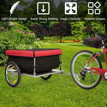 Foldable Bicycle Cargo Trailer with Quick-Release Frame and 16-Inch All-Terrain Wheels