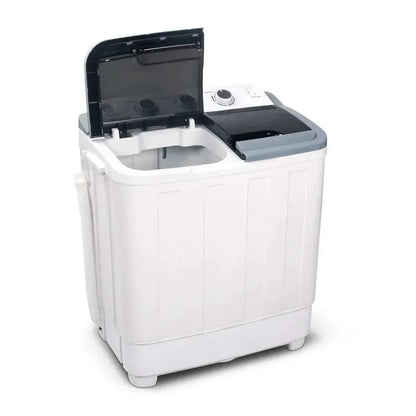 Devanti 5kg Portable Twin-Tub Washing Machine  Compact White Laundry Solution