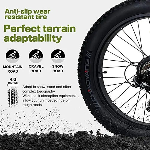 750W Fat-Tire Electric Bike  26″ All-Terrain Ebike with Removable Battery
