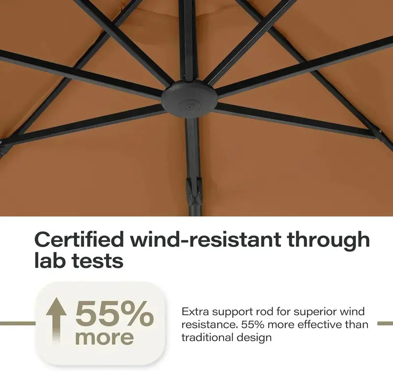 LAUSAINT HOME Cantilever Patio Umbrella  11-Foot Curved Deluxe Shade with Included Base