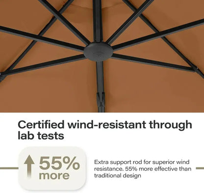 LAUSAINT HOME Cantilever Patio Umbrella  11-Foot Curved Deluxe Shade with Included Base