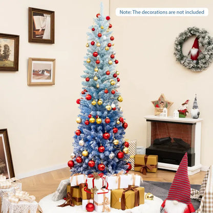 6-Foot Blue Gradient Snow-Flocked Unlit Artificial Christmas Tree with 435 Lush Branch Tips