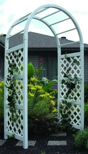 DuraTrel Somerset Vinyl Arbor  Low-Maintenance, Classic Archway for Gardens & Entryways