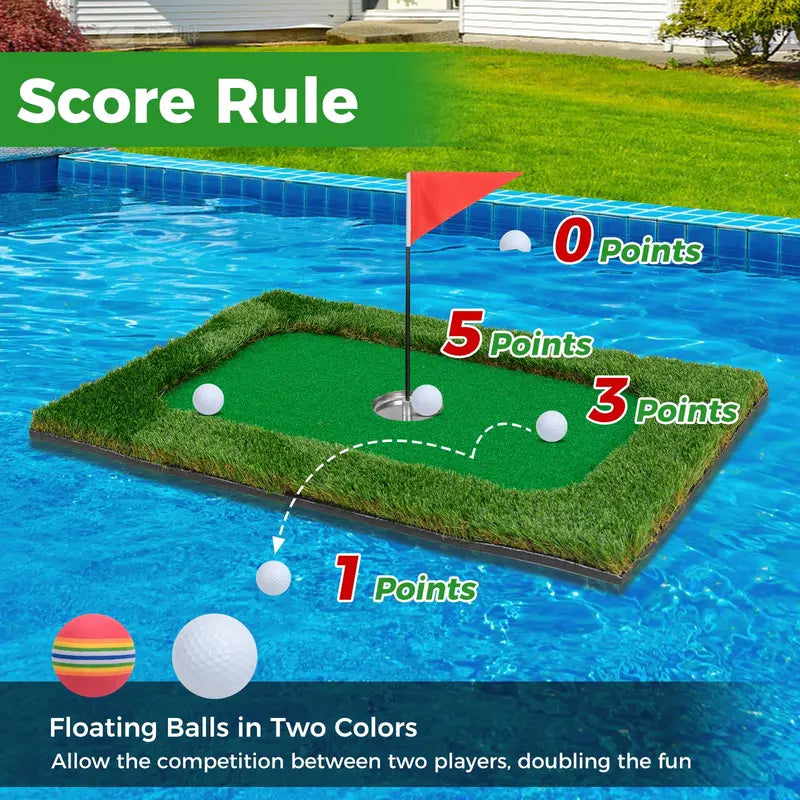 Rectangular Floating Pool Golf Green  Compact Chipping Mat Set with Accessories (35.5¡å x 23.5¡å)