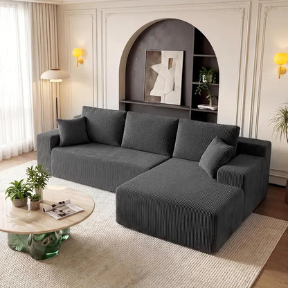Cloud-Like Boneless Sectional Sofa  3-Seater L-Shaped Modular Couch with Right-Facing Chaise, Cat-Resistant & Deep Seat