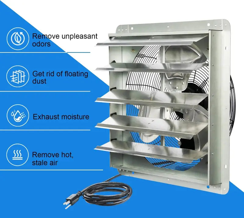 KEN BROWN 20″ Corrosion-Resistant Shutter Exhaust Fan with Automatic Aluminum Shutters for Superior Airflow