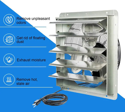 KEN BROWN 20″ Corrosion-Resistant Shutter Exhaust Fan with Automatic Aluminum Shutters for Superior Airflow