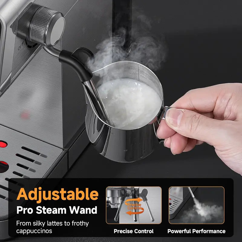 20-Bar LED Touchscreen Espresso Machine with Auto-Cleaning & Integrated Milk Frother for Cappuccinos and Lattes