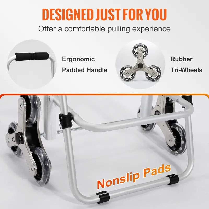 Foldable Stair-Climbing Shopping Cart  50L Capacity with Integrated Bag and Comfort Seat