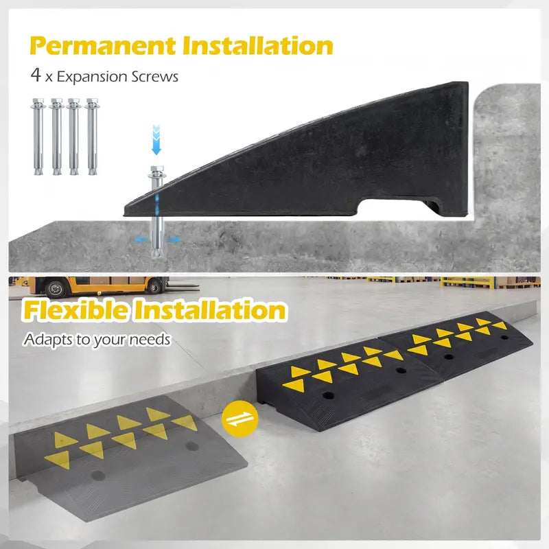 Dual-Pack Rubber Curb Ramp  Driveway Threshold Ramps with 5-Inch and 6.3-Inch Height Options