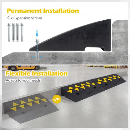 Dual-Pack Rubber Curb Ramp  Driveway Threshold Ramps with 5-Inch and 6.3-Inch Height Options