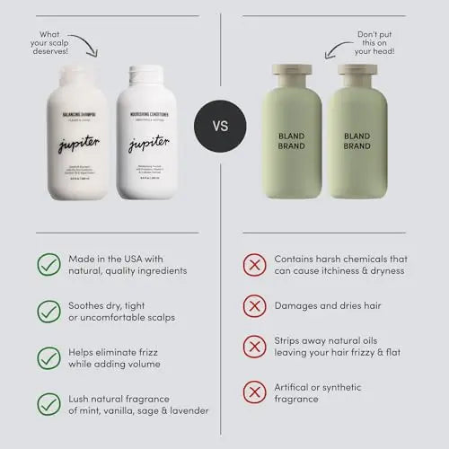 Jupiter Sulfate-Free Dandruff Shampoo & Conditioner  Relieves Dry, Itchy Scalp  9.5 fl oz Each