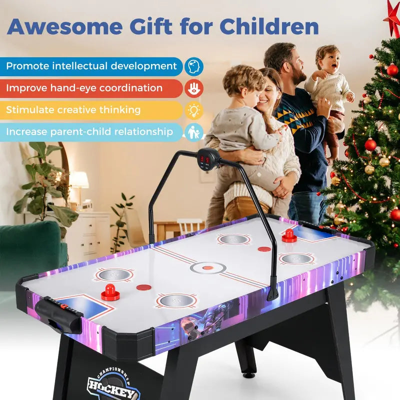 Full-Size Air Hockey Table with Digital LED Scoreboard for Home or Office