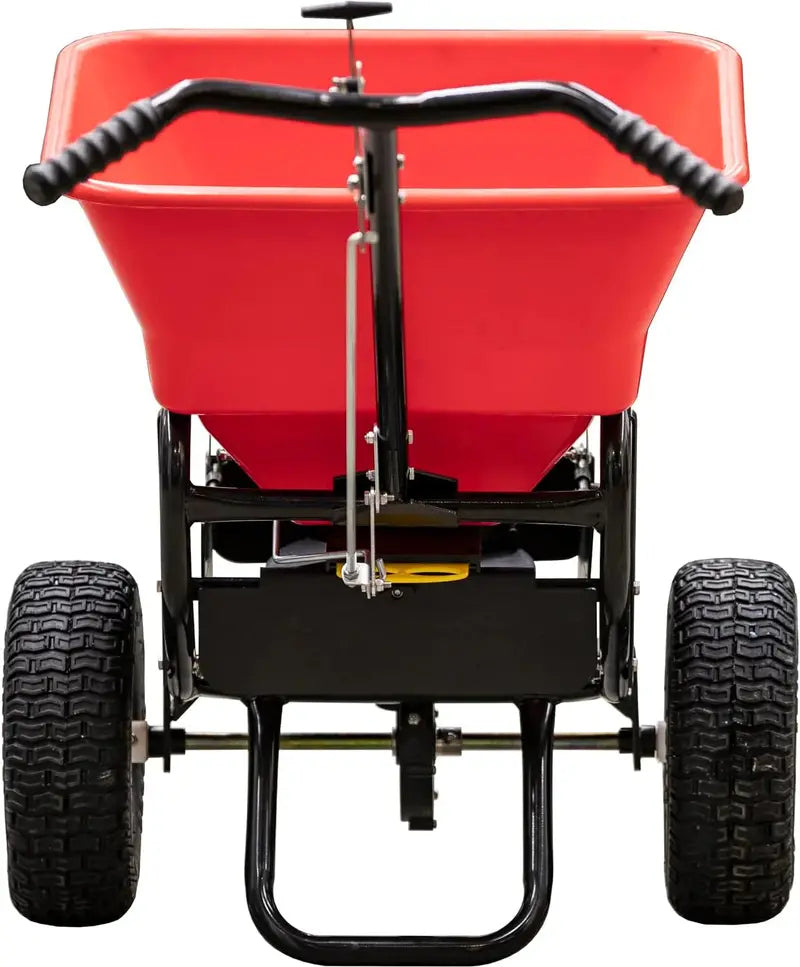 Adjustable Walk-Behind Broadcast Spreader  100-Lb Capacity for Seed, Fertilizer, Salt, and Ice Melter