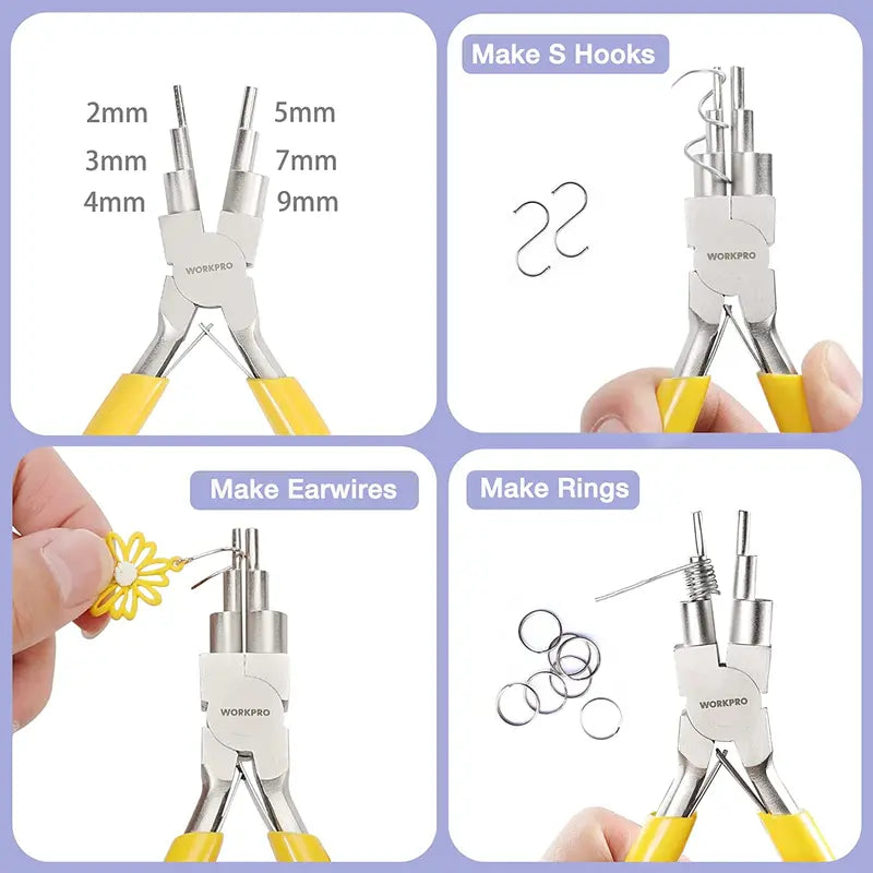 WORKPRO 5-Piece Jewelry-Making Tool Kit  Includes Wire Loop, Nylon Nose, Bent Nose Pliers, and Precision Tweezers