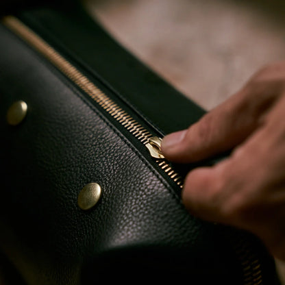 Leather Wash Bag / Dopp Kit - Black