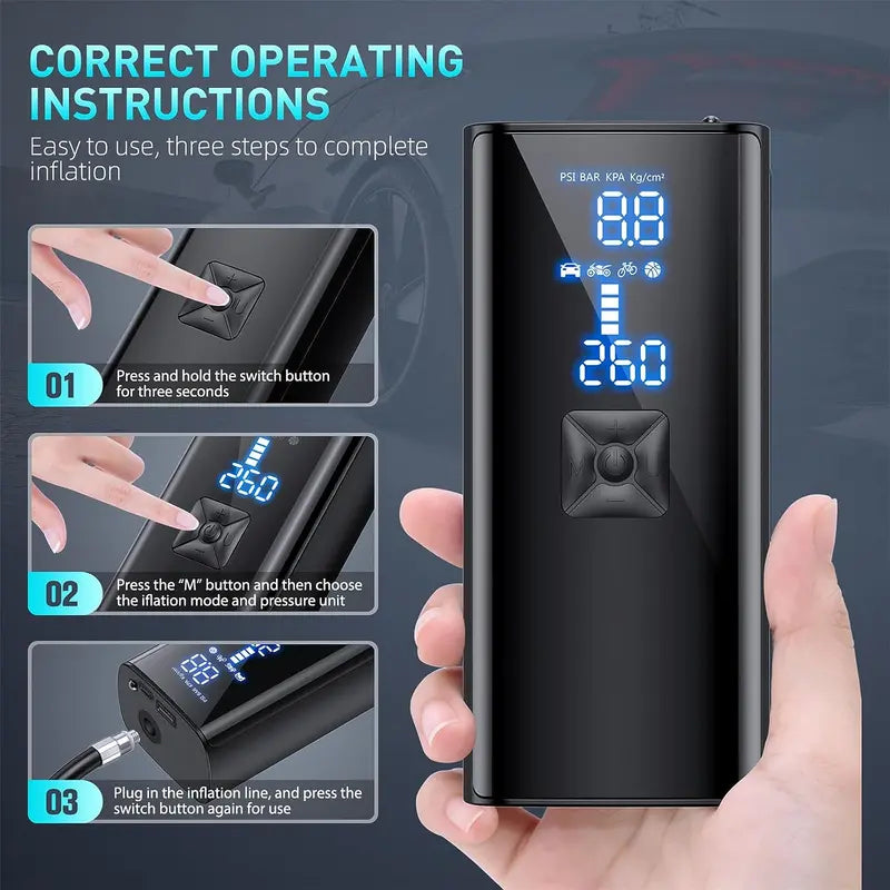 Tire Inflator Portable Air Compressor, 150PSI Portable Air Pump for Car Tires
