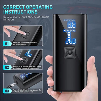 Tire Inflator Portable Air Compressor, 150PSI Portable Air Pump for Car Tires