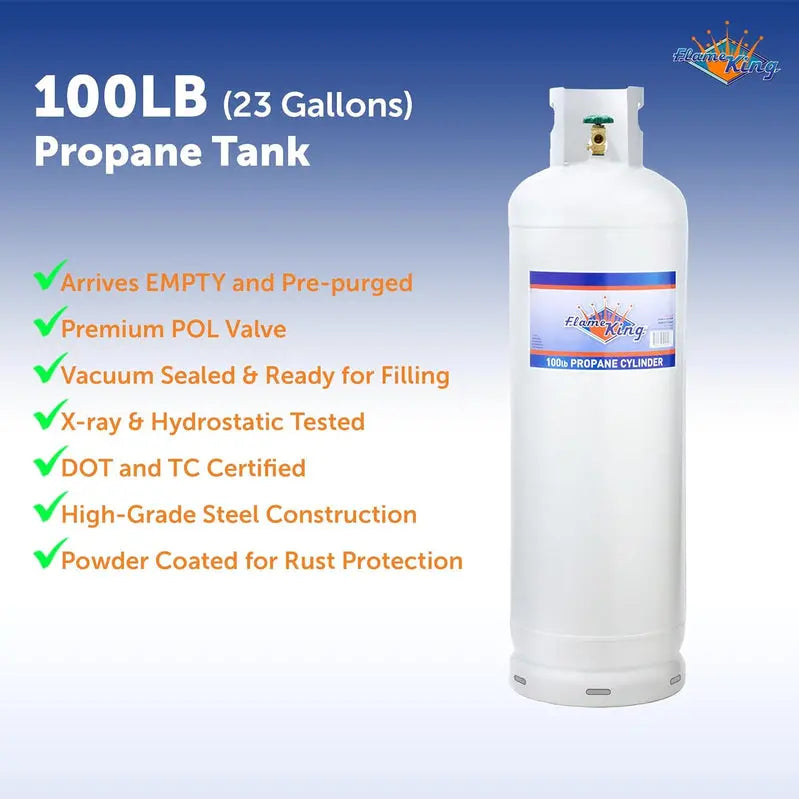 100-Lb Steel Propane Cylinder  POL Valve, Industrial-Grade, DOT-Certified for Residential & Commercial Use