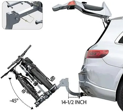 WILDROAD 2-Bike Hitch Rack, Wobble-Free Smart Tilting, Foldable, 180 lbs Capacity, Fits 2″ Receiver, E-Bike & Fat Tire Compatible