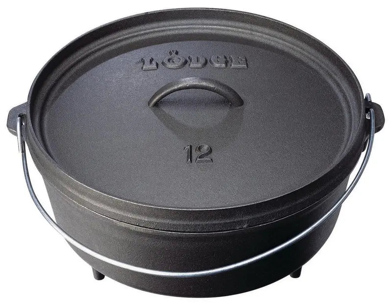 Lodge Cast Iron 12″ / 6 Quart Seasoned Cast Iron Camp Dutch Oven