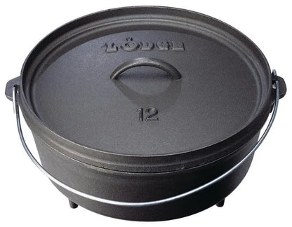 Lodge Cast Iron 12″ / 6 Quart Seasoned Cast Iron Camp Dutch Oven
