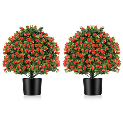 21.5-Inch Faux Rose Topiary Ball Tree — Realistic Silk Floral Accent for Any Space