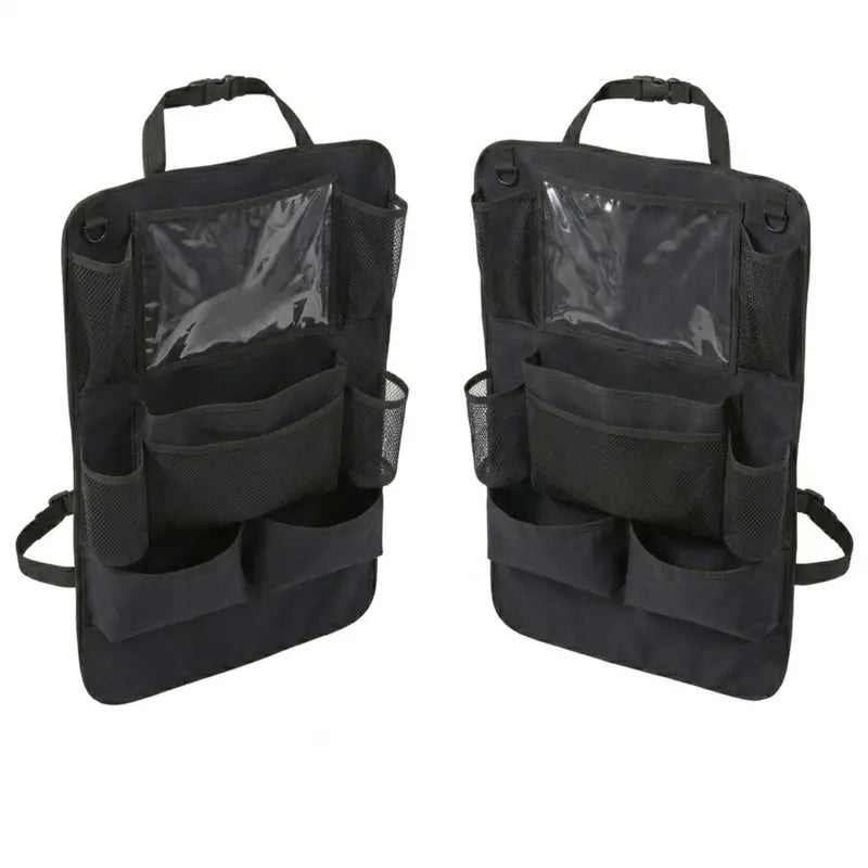 Dual Backseat Organizers with Tablet Holders and 9-Compartment Storage Design