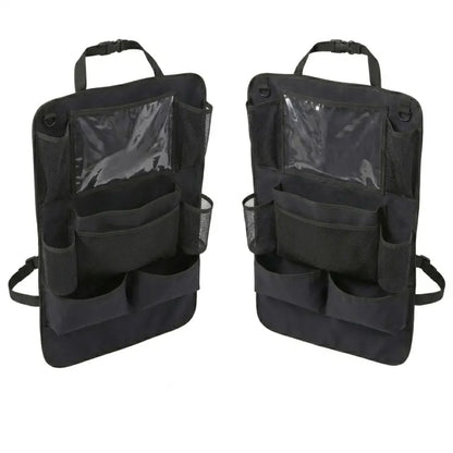 Dual Backseat Organizers with Tablet Holders and 9-Compartment Storage Design