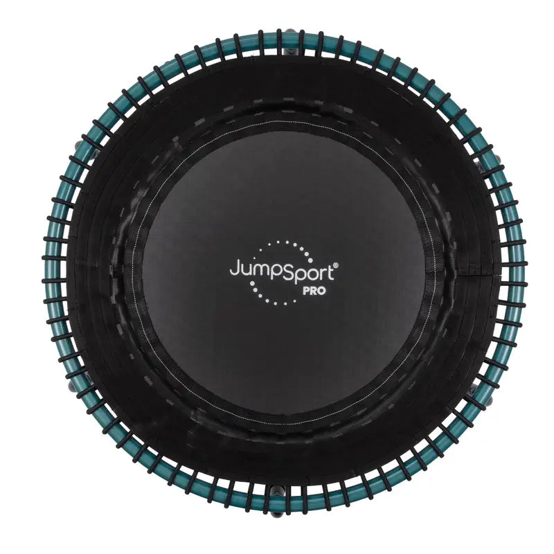 JumpSport 350 Pro Indoor Trampoline  39″ Fitness Trampoline with Enhanced Stability & Cardio Focus (Teal/Black)