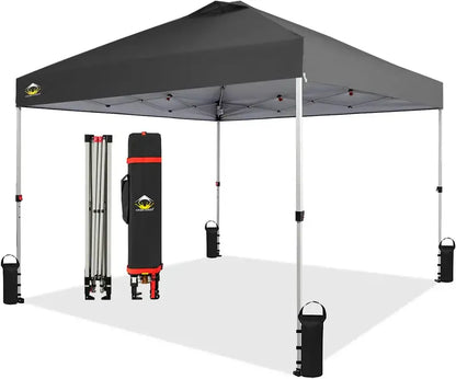 10×10 One-Click Pop-Up Awning  Silver-Coated Sunshade Canopy for Beach, Picnic & Outdoor Events
