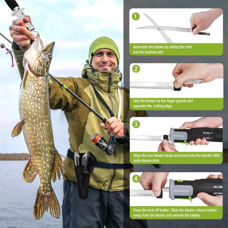 WORKPRO 12V Cordless Fillet Knife for Precision Fish Cleaning