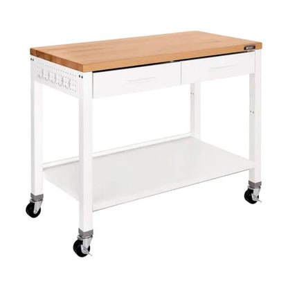 Seville Classics HOME Work Center Island Table  48¡å White Solid Wood Top