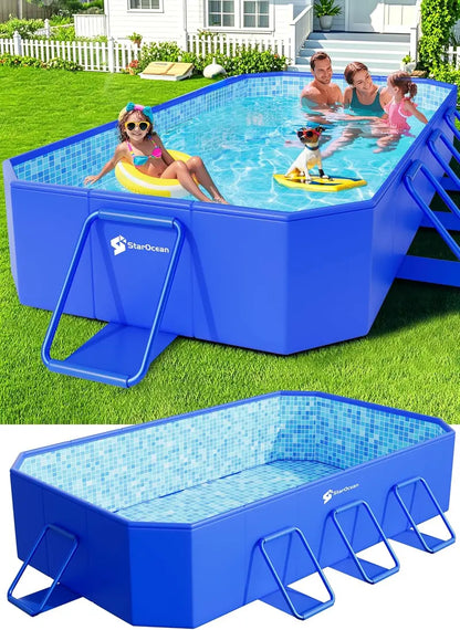 Large Collapsible Swimming Pool  Hard-Shell Non-Inflatable Foldable Pool for Kids & Adults
