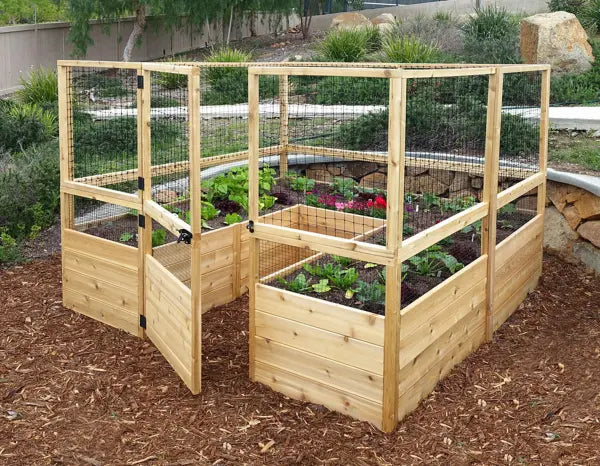 Deer-Resistant Cedar Raised Garden Bed Kit  8′ x 8′ x 20″ Complete Assembly System
