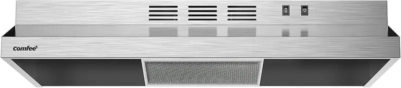 COMFEE’ 30″ Under-Cabinet Range Hood  Slim Ducted/Ductless Vent with Reusable Stainless Filter
