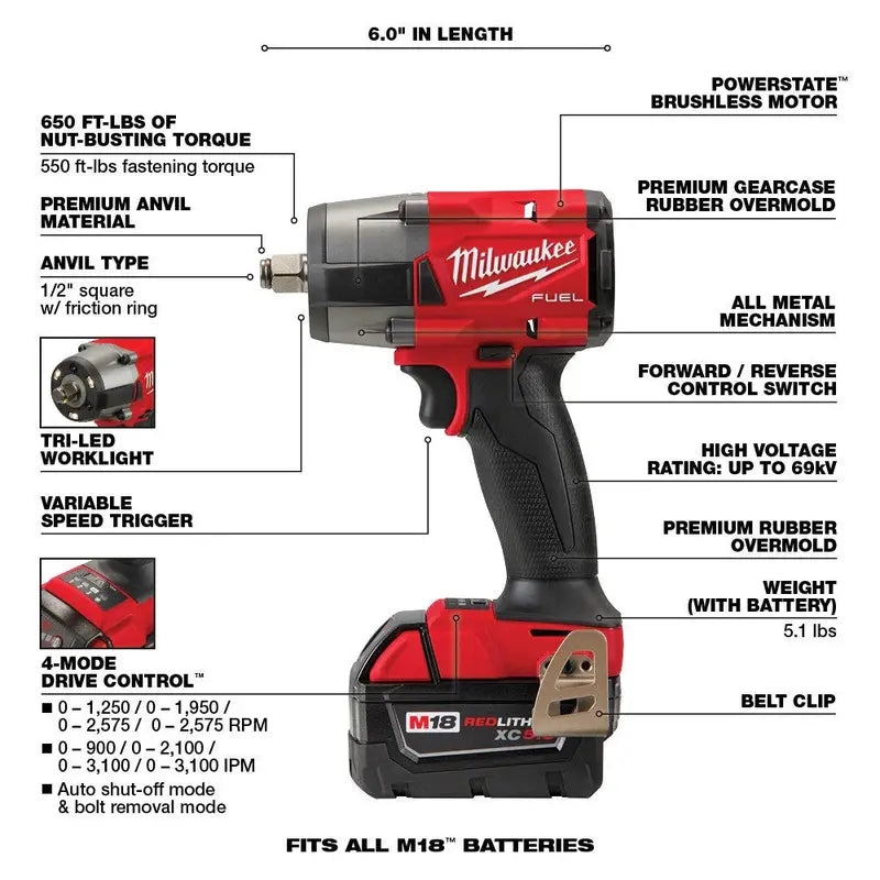 FUEL 18V M18 7-Tool Cordless Combo Kit  Brushless Motors, 5.0Ah Batteries Included