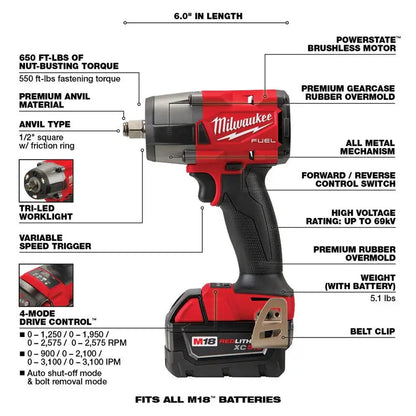 FUEL 18V M18 7-Tool Cordless Combo Kit  Brushless Motors, 5.0Ah Batteries Included
