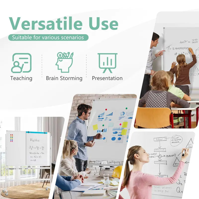 48″ x 36″ Double-Sided Magnetic Dry Erase Board  Includes Flipchart Functionality