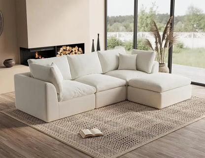 110-Inch Cloud Sectional Sofa  Modular L-Shape Living Room Seating with Deep Seats