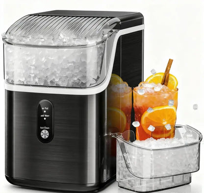 Kismile Silver Nugget Ice Maker  35 lb/Day, Crushed Ice Option, One-Touch Controls, Self-Cleaning for Home Use