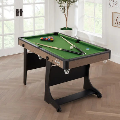 Airzone 60″ Folding Pool Table with Accessories, Green Cloth