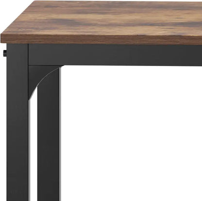 Rustic Brown Space-Saving Dining Set: Wooden Table with Metal Legs, Two Chairs, and One Bench—Designed for Kitchens, Living Rooms, and Compact Dining Areas